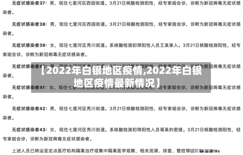【2022年白银地区疫情,2022年白银地区疫情最新情况】-第1张图片